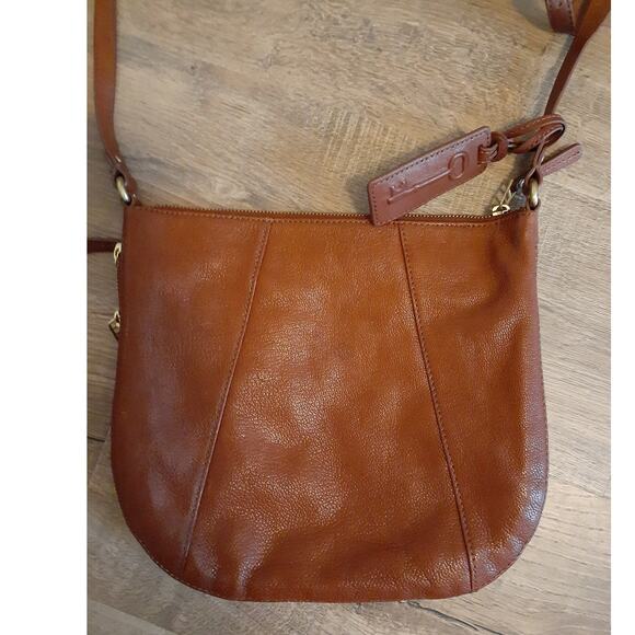 Fossil Key Brown Leather Crossbody Purse Extended Zipper Classic Neutral 11 X 10 - Picture 2 of 11